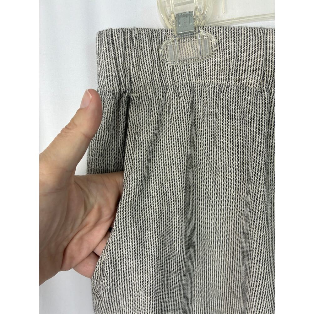 Eileen Fisher Organic Cotton Linen Pants Womens Large Gray Stripe Elastic Waist - Picture 3 of 6